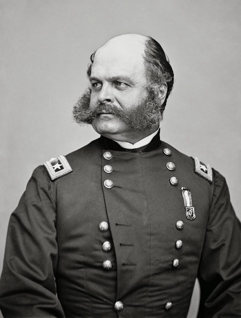 Civil War General Amrbose Burnside, whose unusual facial hair led to the coining of the term “sideburns”